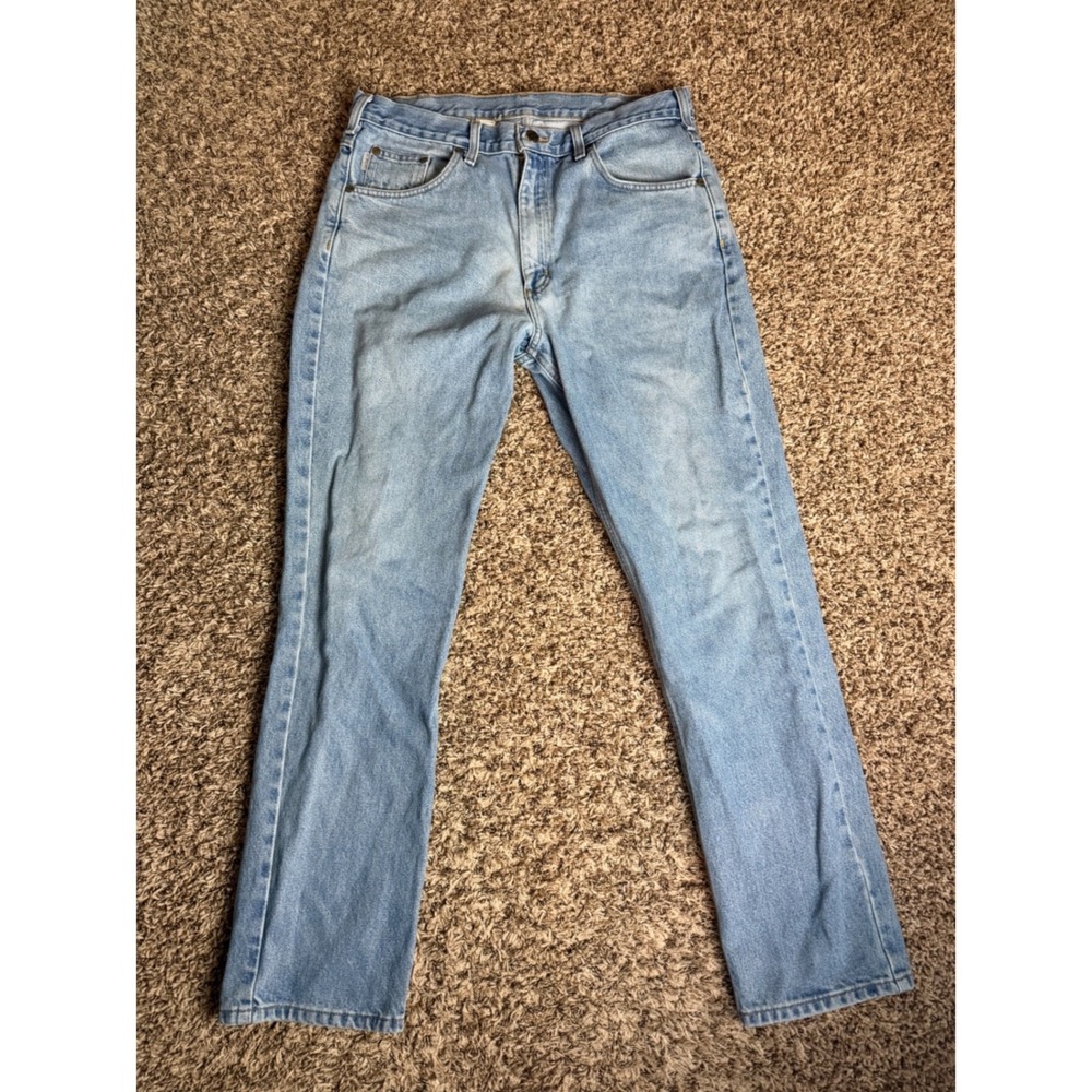 Carhartt Mens Relaxed Fit Straight Leg Light Wash Denim Jeans 34x30 Workwear